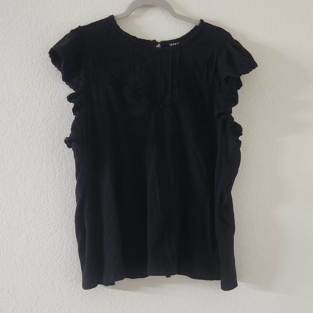 torrid Black Ruffled Sleeve Blouse